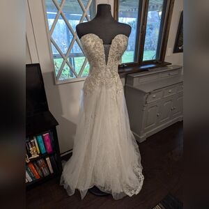 Kenneth Winston 1822 Ivory 18 Strapless Mermaid with Overlay Wedding Dress